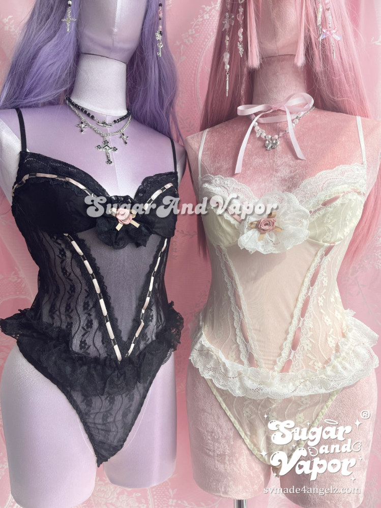 Albedo Rose Lace Bodysuit Lingerie-Lingeries-SugarAndVapor