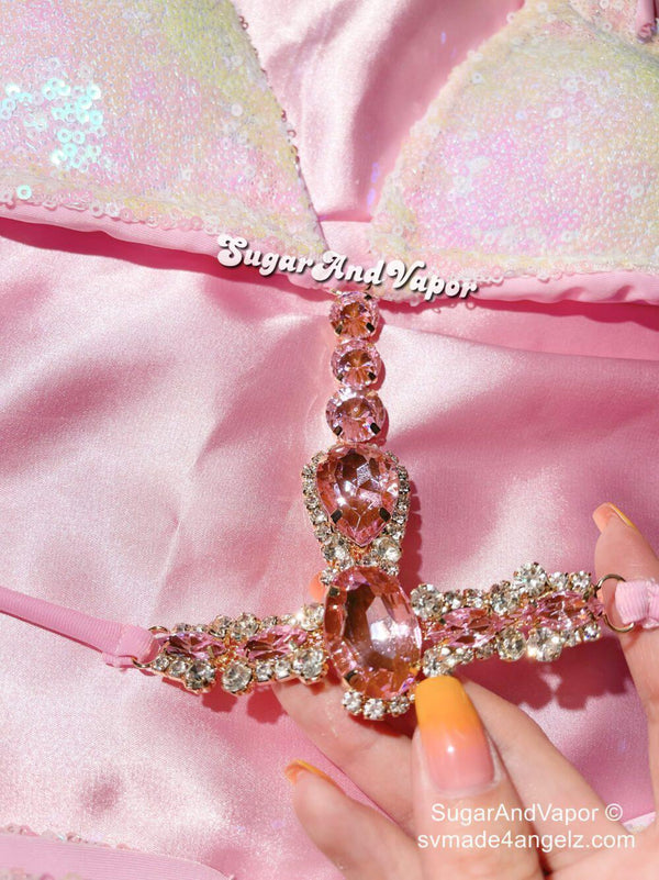 Attina Bling Pink Gems Mermaid Bikini Set-Swimsuits-SugarAndVapor