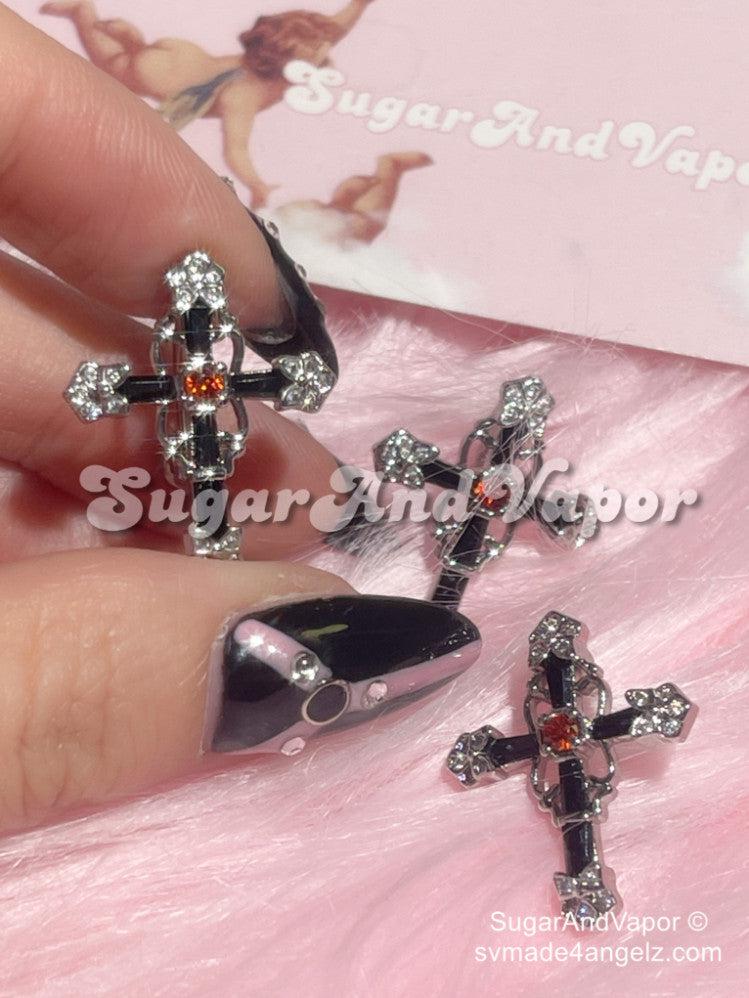 Black Cross Top Mount Belly Ring-Belly Ring-SugarAndVapor