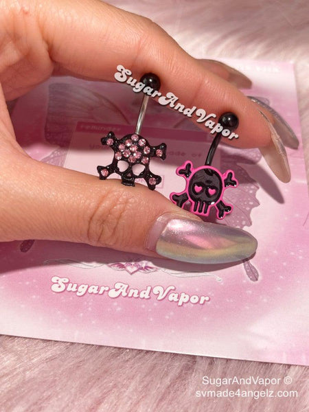 Goth Skull Umbilical Nail Stainless Steel Belly Button Ring Body