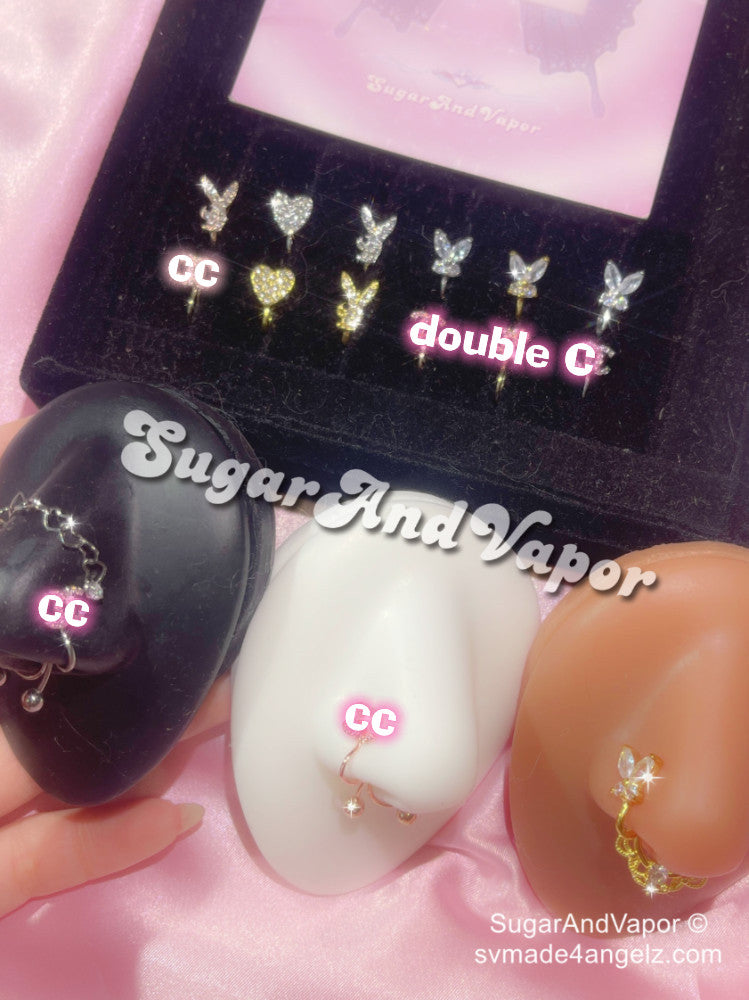 Bling Clip on Fake Nose Ring - Non Piercing-Nose Rings-SugarAndVapor