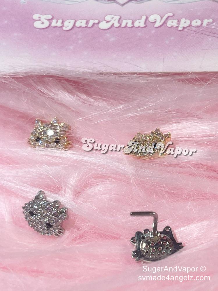 Bling Cute Kitten Nose Rings-Nose Ring-SugarAndVapor