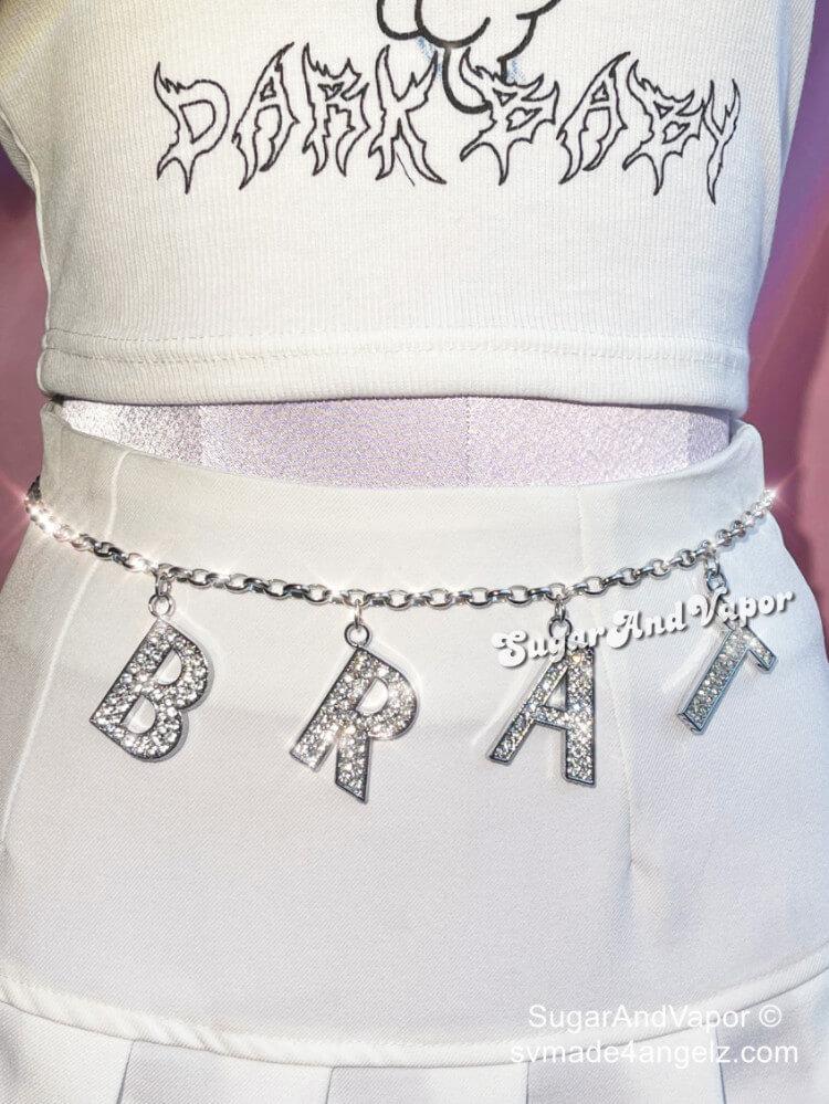 Bling Large Words Stainless Steel Belly Chain-Belly Chains-SugarAndVapor