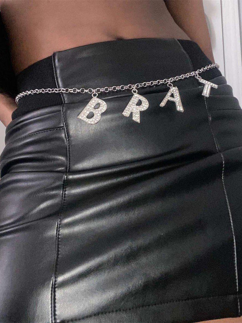Bling Large Words Stainless Steel Belly Chain-Belly Chains-SugarAndVapor