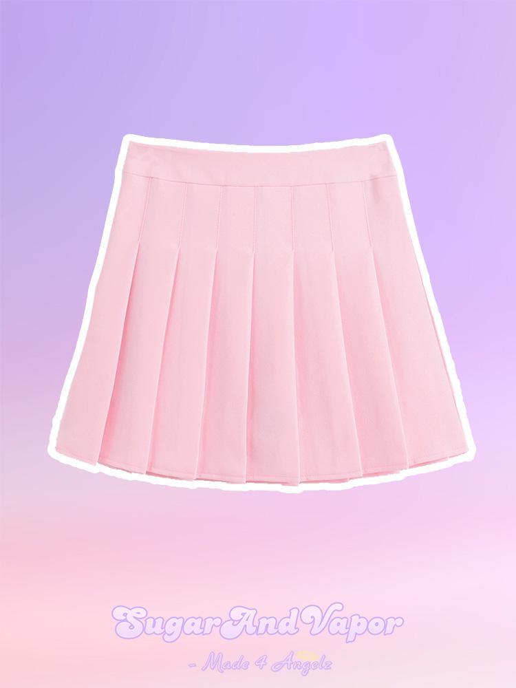 CHER Girly Pure Color Pleated Tennis Skirt-Skirts-SugarAndVapor