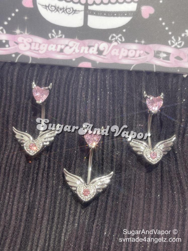 Chibi Moon Heart Belly Ring-Belly Ring-SugarAndVapor