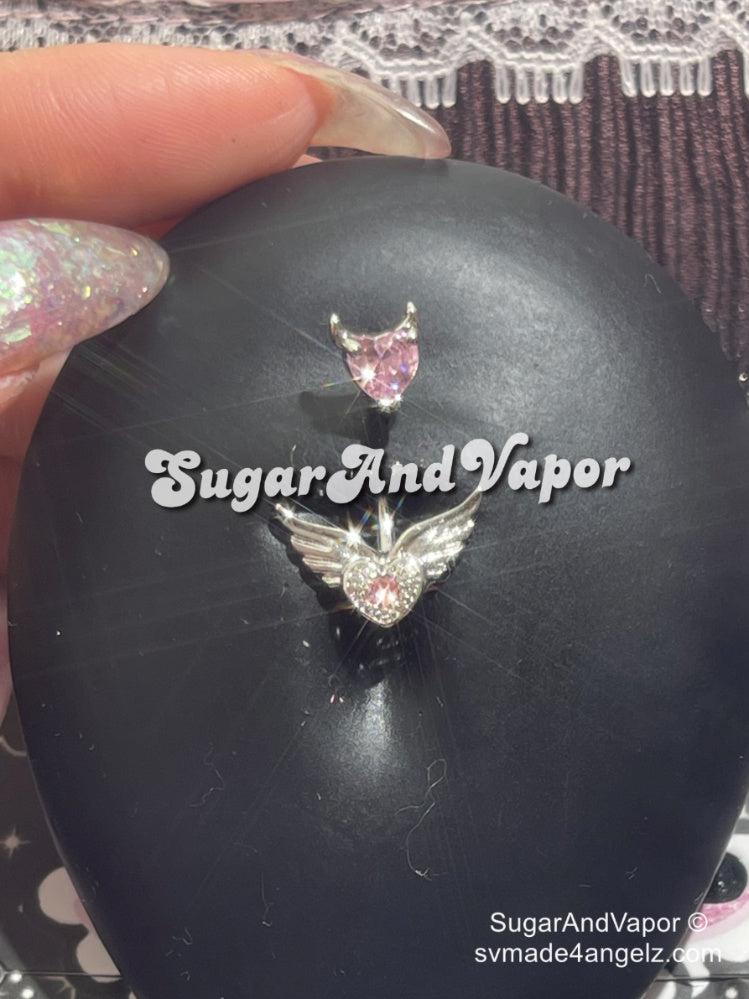 Chibi Moon Heart Belly Ring-Belly Ring-SugarAndVapor