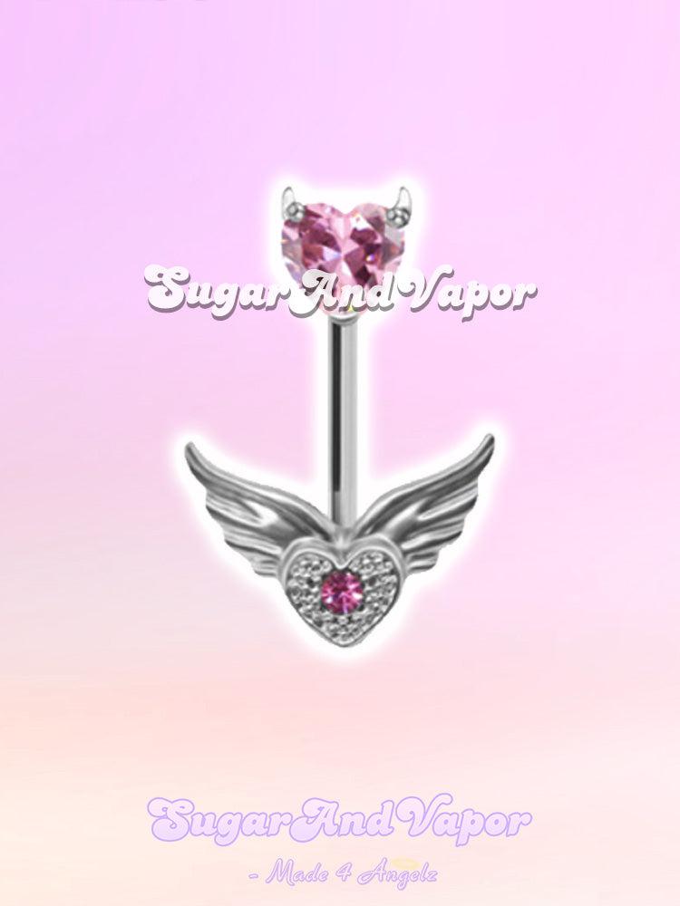 Chibi Moon Heart Belly Ring-Belly Ring-SugarAndVapor