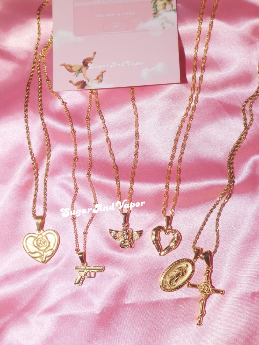 Custom Charms Gold Stainless Steel Necklace-NECKLACES-SugarAndVapor