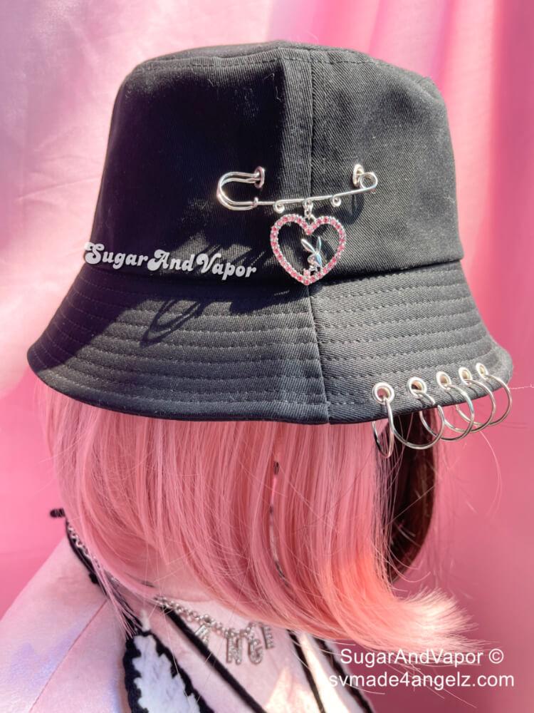 Custom Pins Metal Rings Bucket Hat-Hats-SugarAndVapor