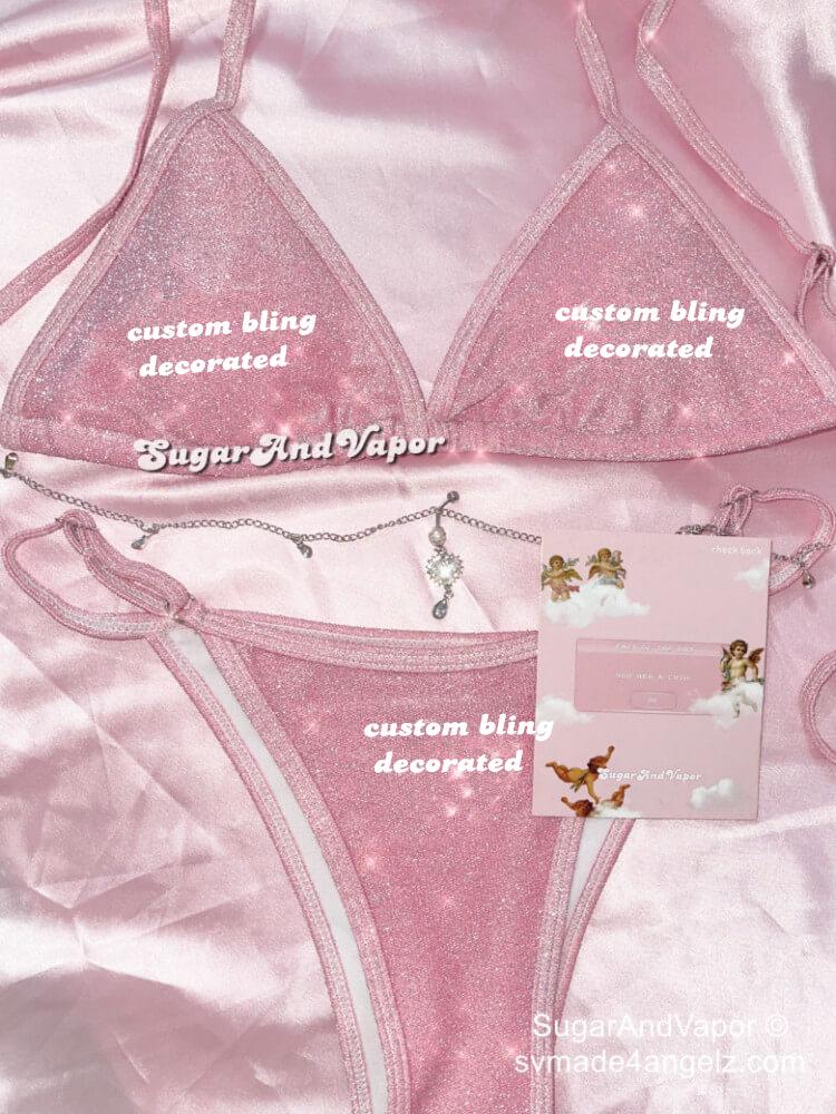 Custom Y2K Bling Kawaii Glitters Bikini Set-Swimsuits-SugarAndVapor