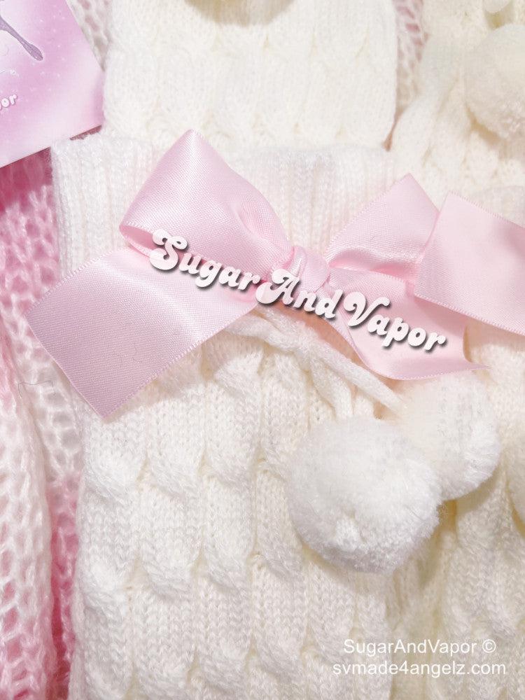 Cute Pink Bowknots Knitted Leg Warmers-SOCKS & TIGHTS-SugarAndVapor