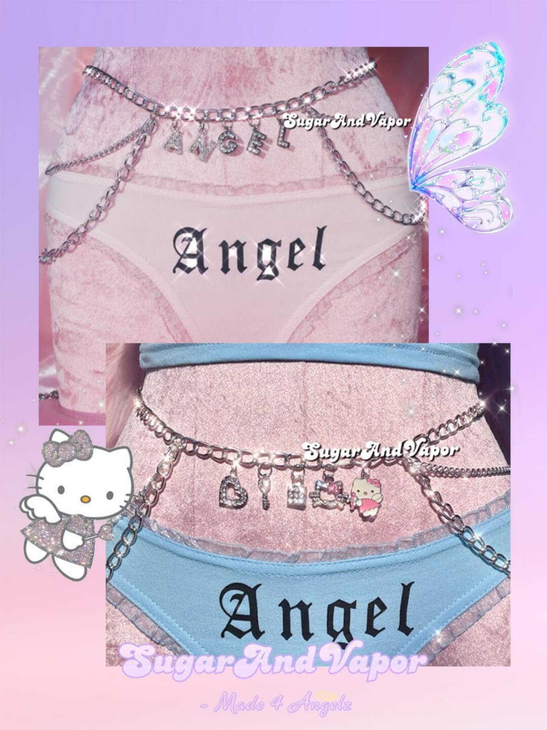 DIVA Custom Bling Words Layers Belly Chain-Belly Chains-SugarAndVapor