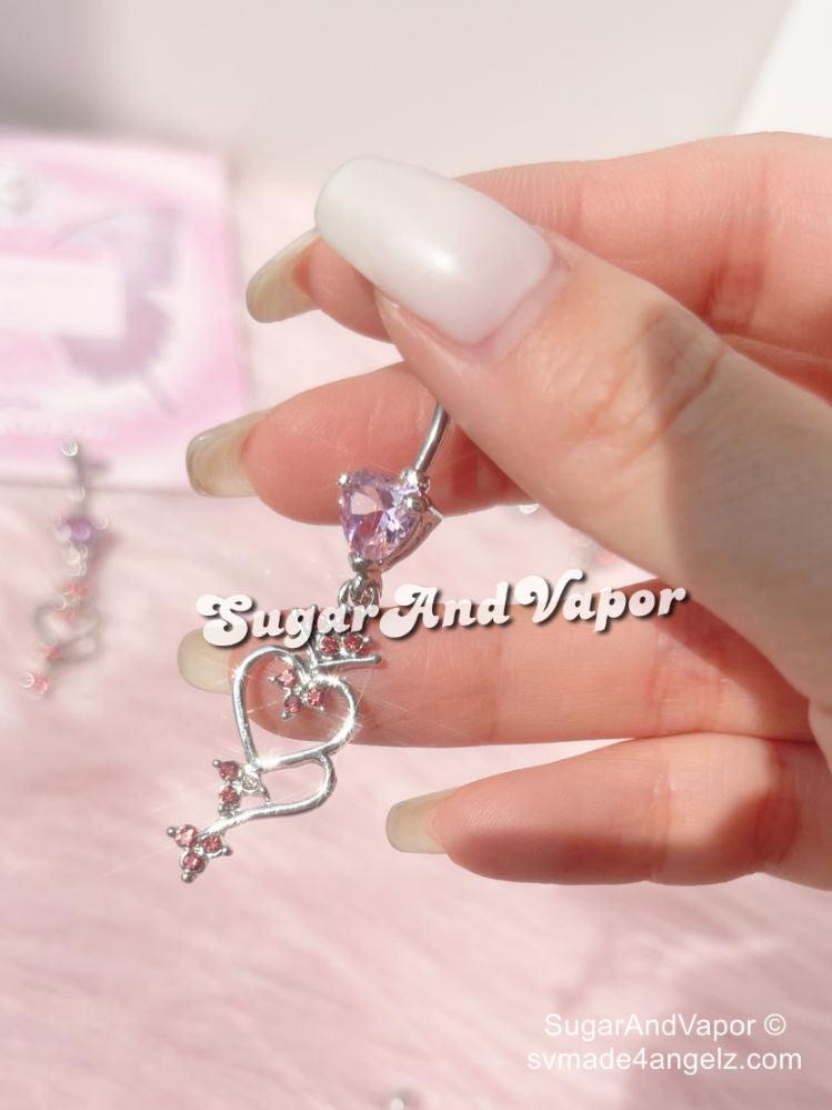Finley Pink Heart Gem Belly Ring-Belly Ring-SugarAndVapor
