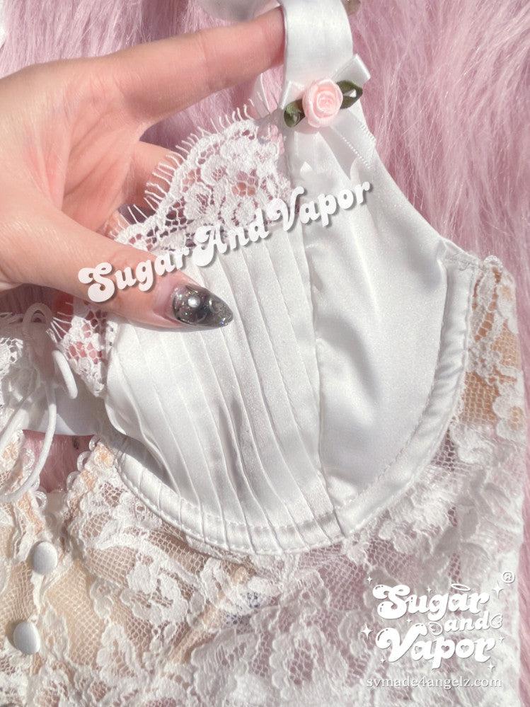 Fleur Rosé Bustier Lingerie 2 Pcs Set-Lingeries-SugarAndVapor