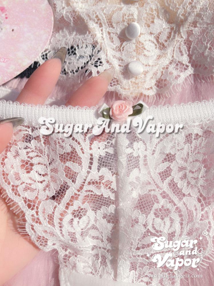 Fleur Rosé Bustier Lingerie 2 Pcs Set-Lingeries-SugarAndVapor