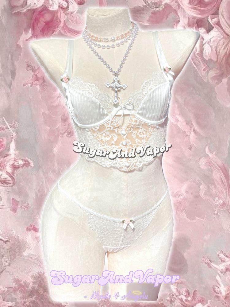 Fleur Rosé Bustier Lingerie 2 Pcs Set-Lingeries-SugarAndVapor