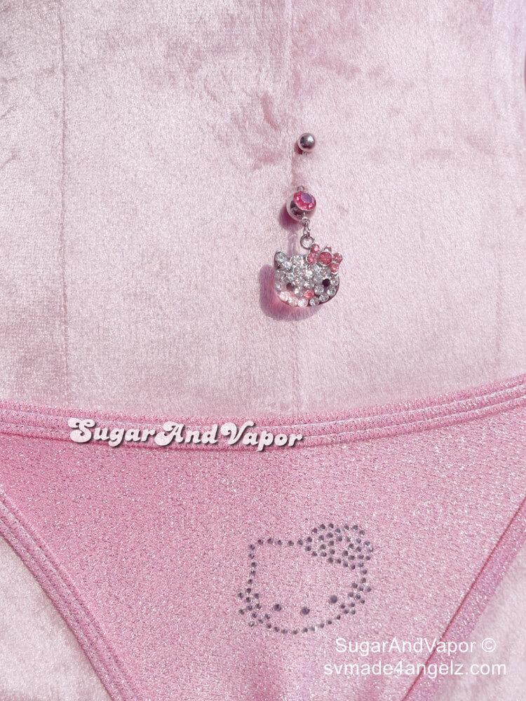 Full Rhinestones Kitty Head Belly Ring-Belly Ring-SugarAndVapor