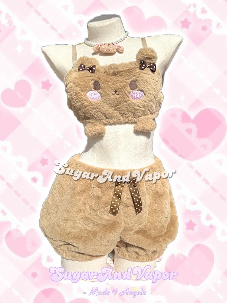 Furry Kawaii Bear Plush Pajama Set-Lingeries-SugarAndVapor