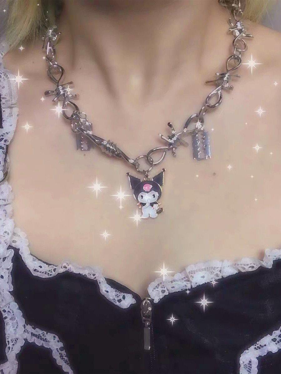 Grunge Kuromi Melody Thorns Necklace-NECKLACES-SugarAndVapor