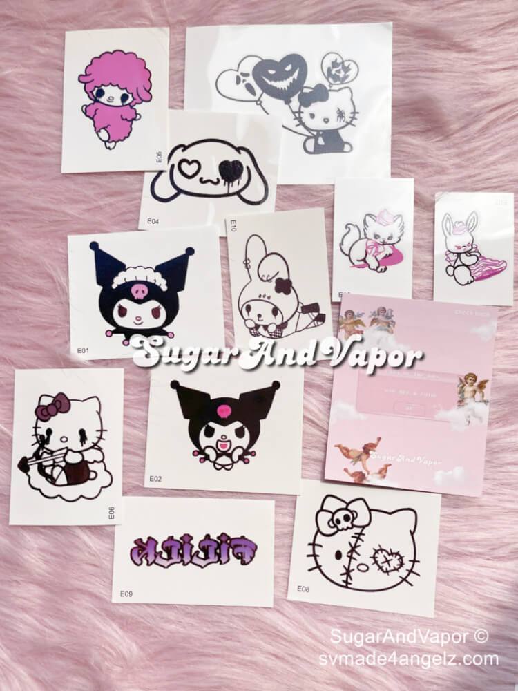 Grunge SanrioCore Temporary Tattoos Set-Tattoos-SugarAndVapor