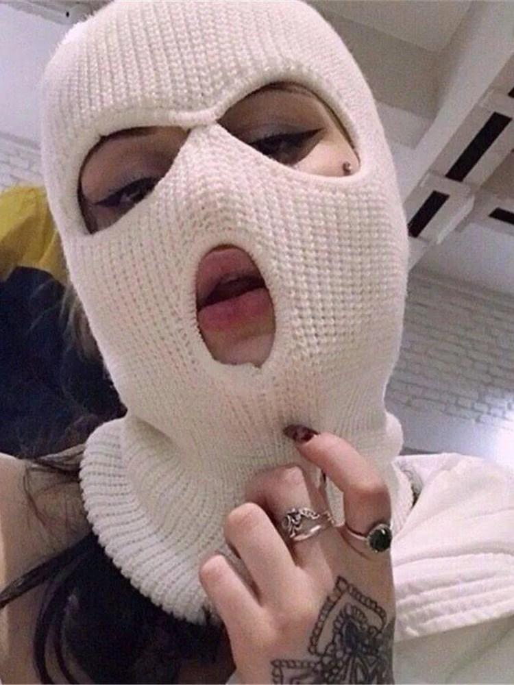 Grunge Solid Color Knitted Ski Mask-Masks-SugarAndVapor