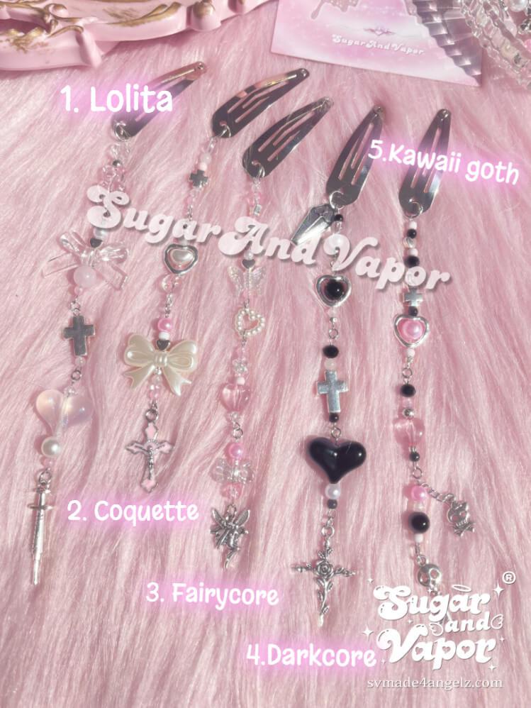 Handmade Aesthetic Beaded Hair Clips-Hair ACC-SugarAndVapor