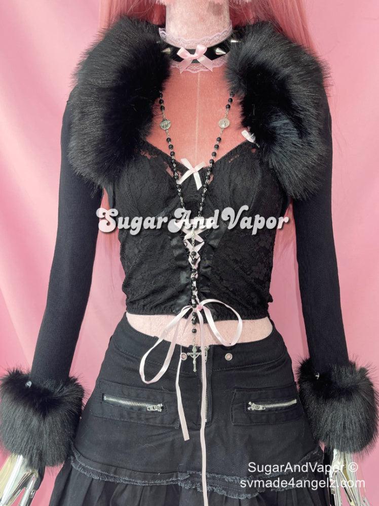 Karly Luxe Furry Crop Cardigan-TOPS-SugarAndVapor