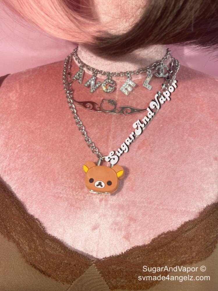 Kawaii Bear Kitten Lock Necklace-NECKLACES-SugarAndVapor