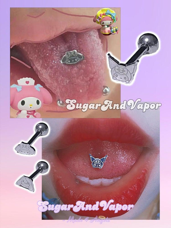 Kawaii Devil Bunny Puppy Barbell Tongue Ring-Tongue Ring-SugarAndVapor