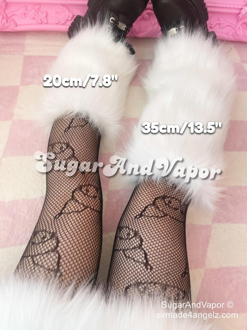 Layla Kawaii White Furry Leg Warmers-SOCKS & TIGHTS-SugarAndVapor