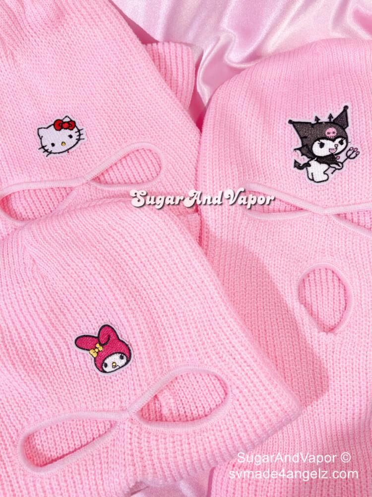 Kuromi Kawaii Knitted Ski Mask-Masks-SugarAndVapor