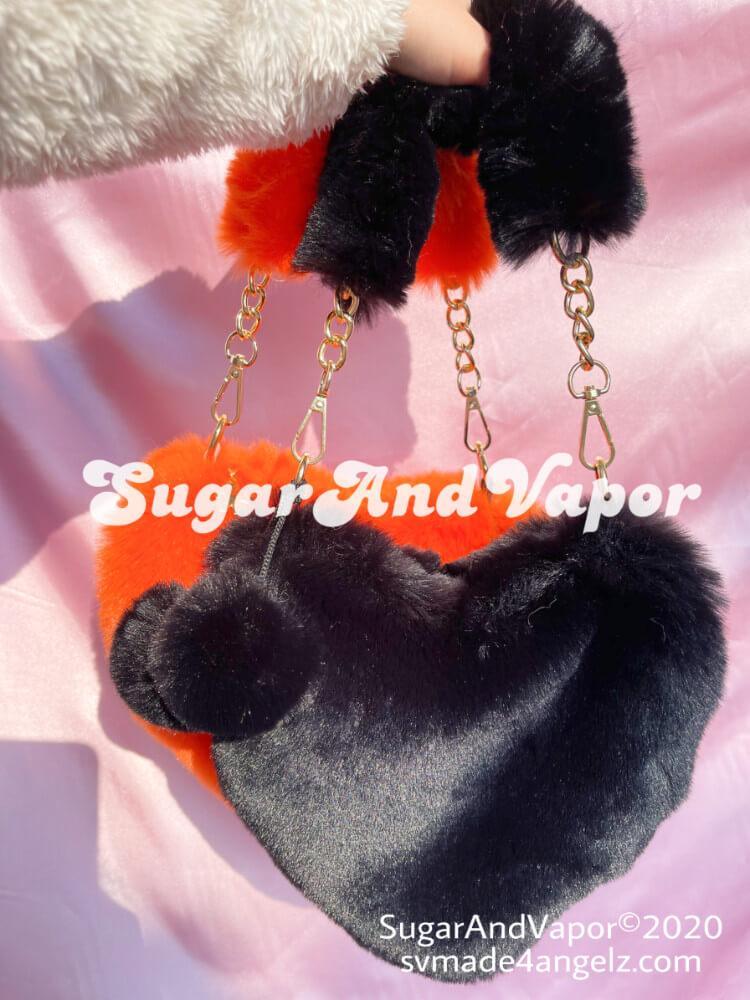 Lilly Furry Heart Shape Hand Bag-BAGS-SugarAndVapor