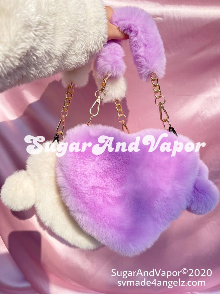 Lilly Furry Heart Shape Hand Bag-BAGS-SugarAndVapor
