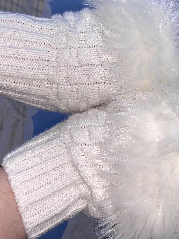 Lucia Snow Furry Fingerless Gloves-SOCKS & TIGHTS-SugarAndVapor