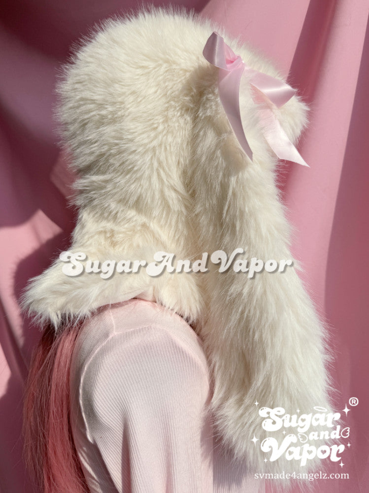 Luxury Furry Bunny One-piece Hat Scarf-Hats-SugarAndVapor