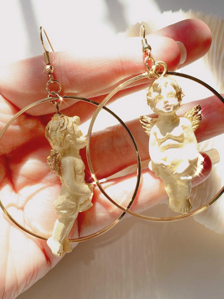 Retro Angel Cherubs Antique Earrings-EARRINGS-SugarAndVapor