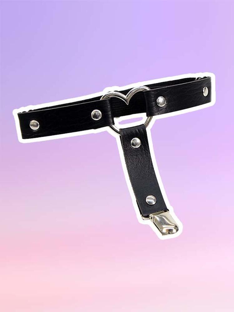 Sexy Heart PU Leg Garter Belt-Harness-SugarAndVapor