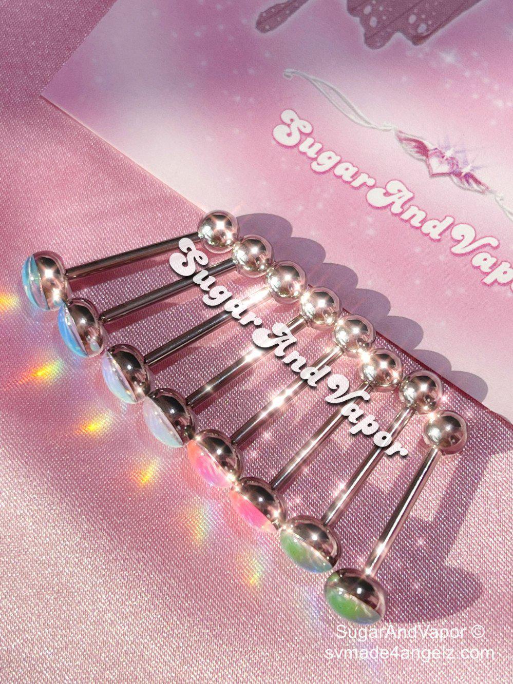 Shining Opal Barbell Tongue Ring-Tongue Ring-SugarAndVapor