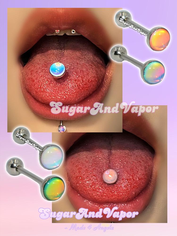 Shining Opal Barbell Tongue Ring-Tongue Ring-SugarAndVapor
