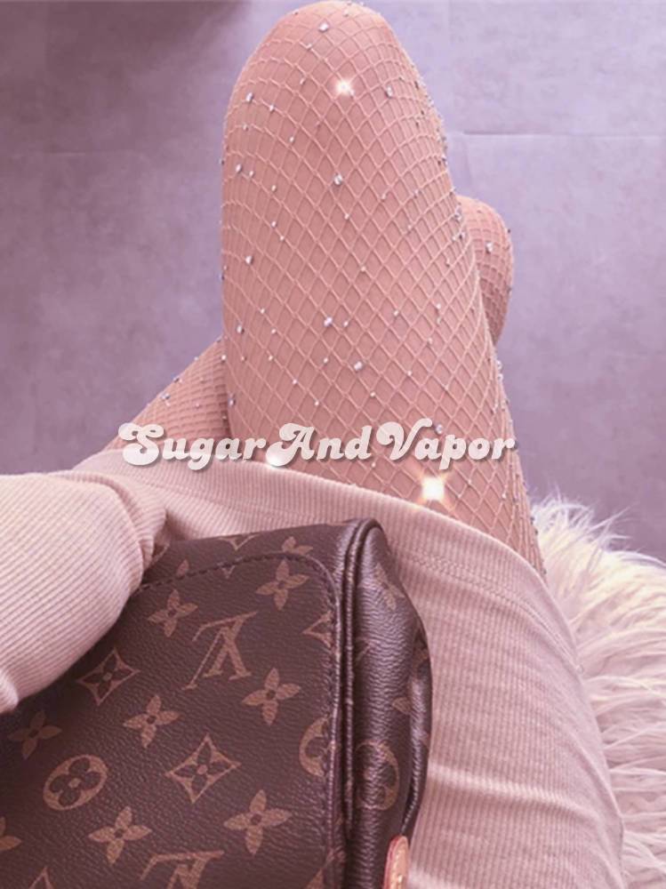 Light Skin Tone Crystals Mini Nets Fishnet Tights-Tights & Stockings-SugarAndVapor