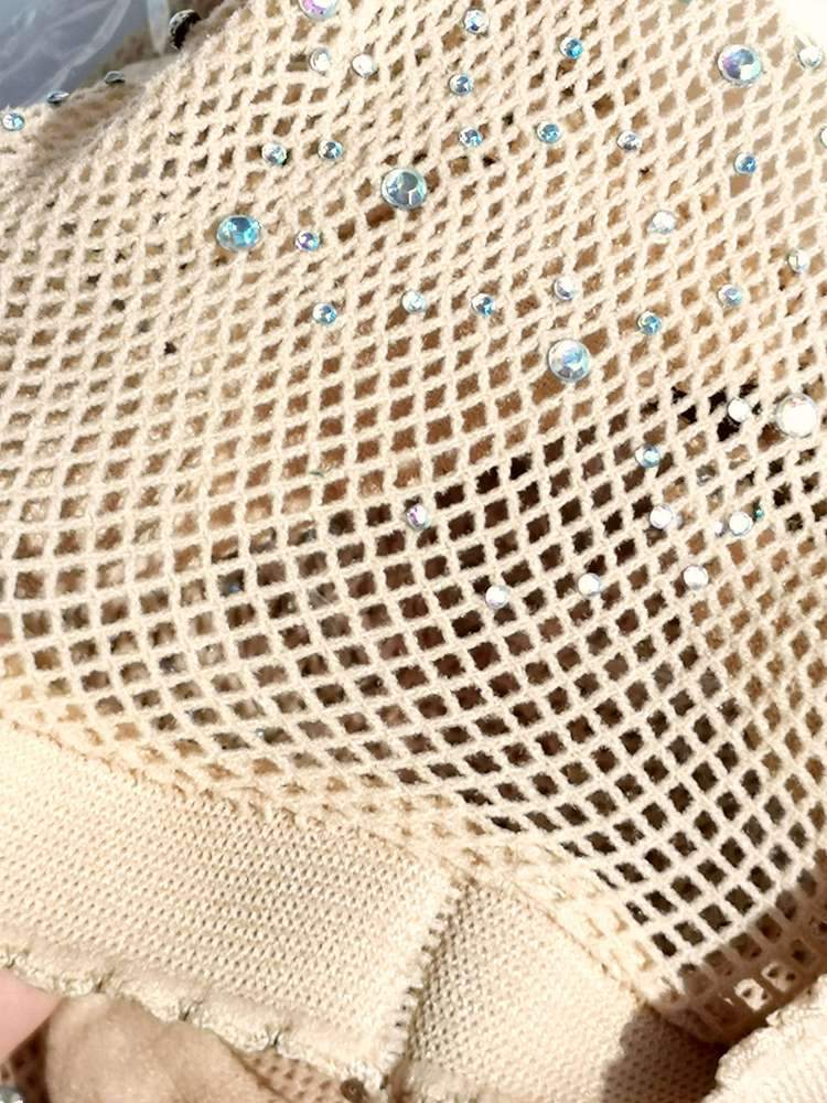 Light Skin Tone Crystals Mini Nets Fishnet Tights-Tights & Stockings-SugarAndVapor