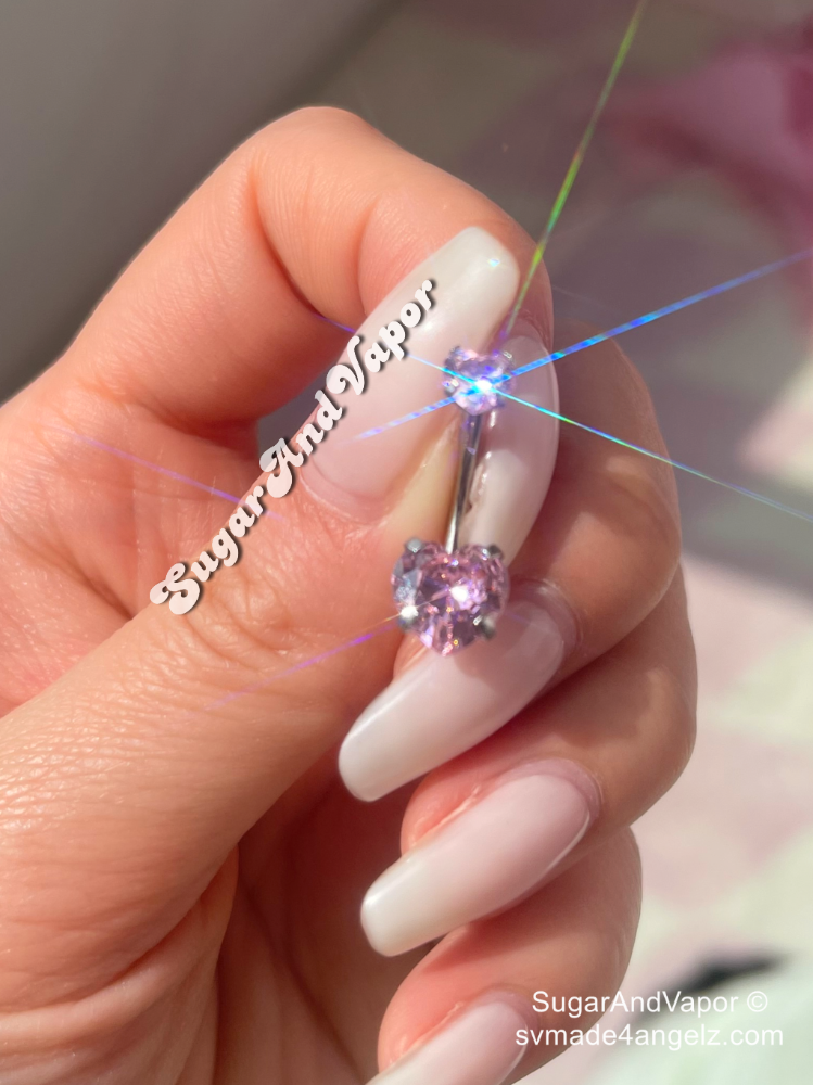 Y2K Faceted Heart Gem Belly Ring-Belly Ring-SugarAndVapor