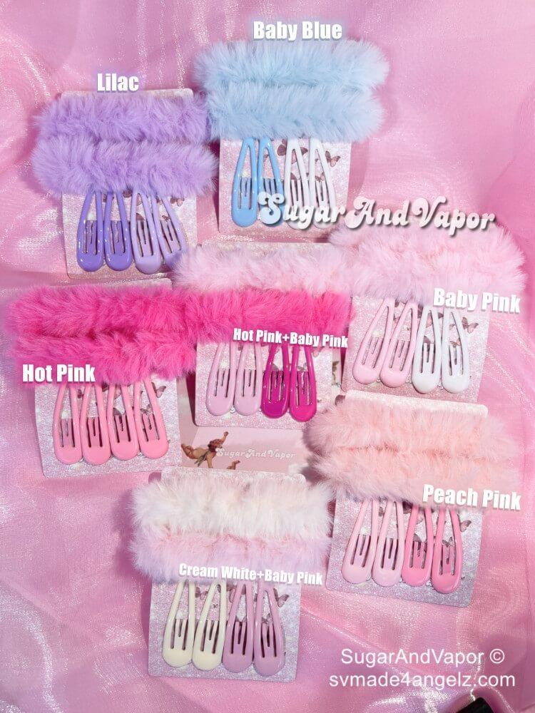 Y2K Pigtails Furry Hair Rings+Snap Clips Set-Hair Accessories-SugarAndVapor
