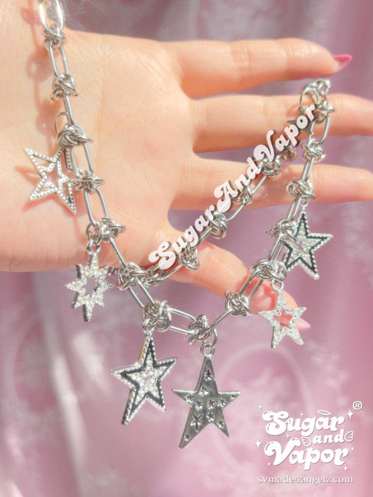 Y2K Twinkle Stars Stainless Steel Choker-NECKLACES-SugarAndVapor