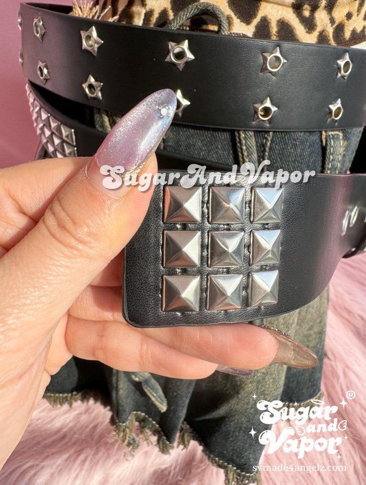 Y2k Star Rivets Grunge Pu Leather Belt-BELTS-SugarAndVapor
