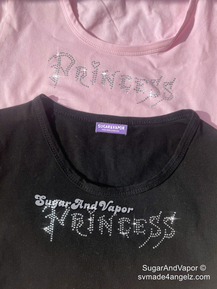 2000s Bling Princess Text Crop Tee-TOPS-SugarAndVapor