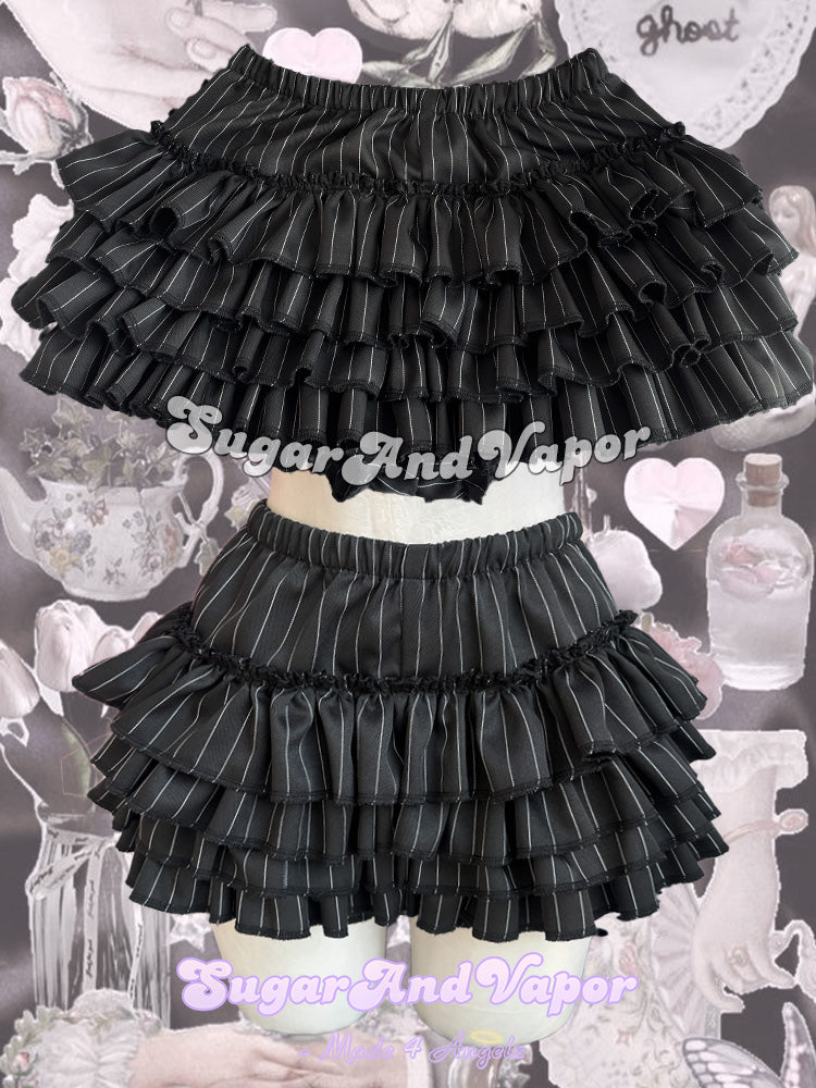 Artemis Grunge Stripes Puffy Mini Skort