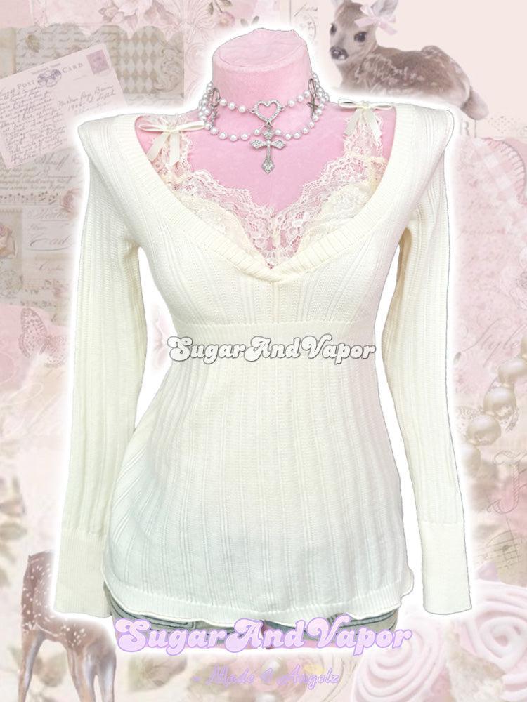 Adela Cream BabyDoll Knit Top + Satin Cami Set-TOPS-SugarAndVapor