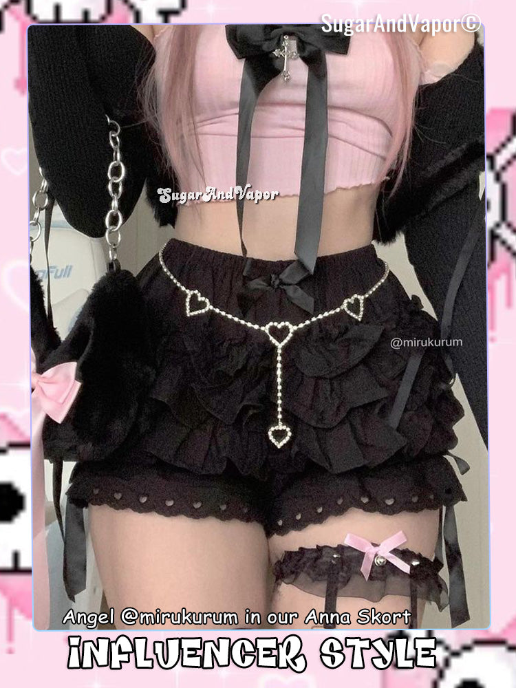 ANNA Lolita Flared Lace Mini Skirt (Skort)-Skirts-SugarAndVapor